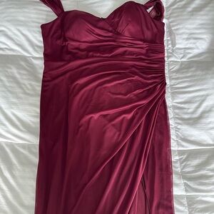 Azazie off the shoulder Wine Dress
